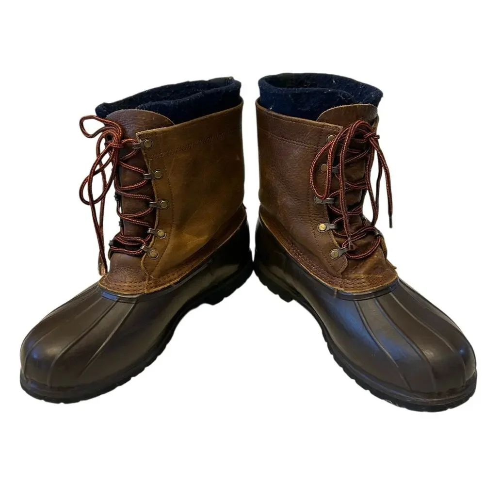 L.L. Bean Men's Leather Duck Boot Brown Vibram Gumlite Sole Size 12M Winter